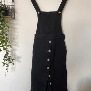 Women's Black Denim Overall Dress